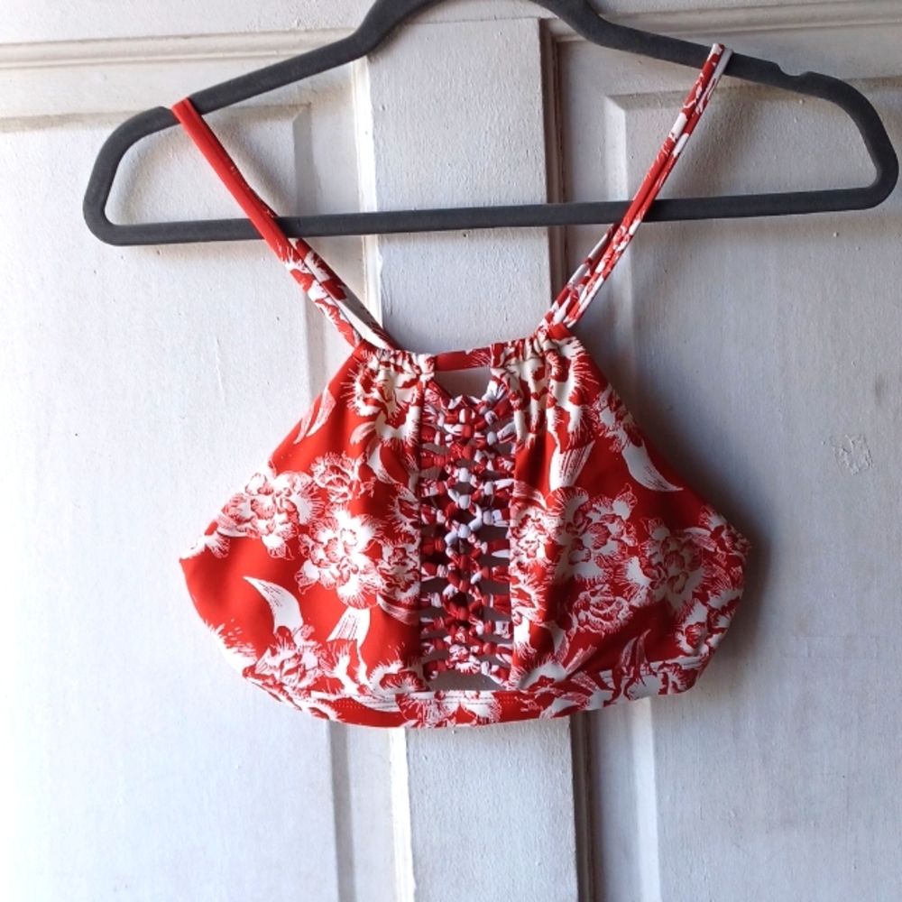 DAMSEL Brown Floral Swim Top size Large